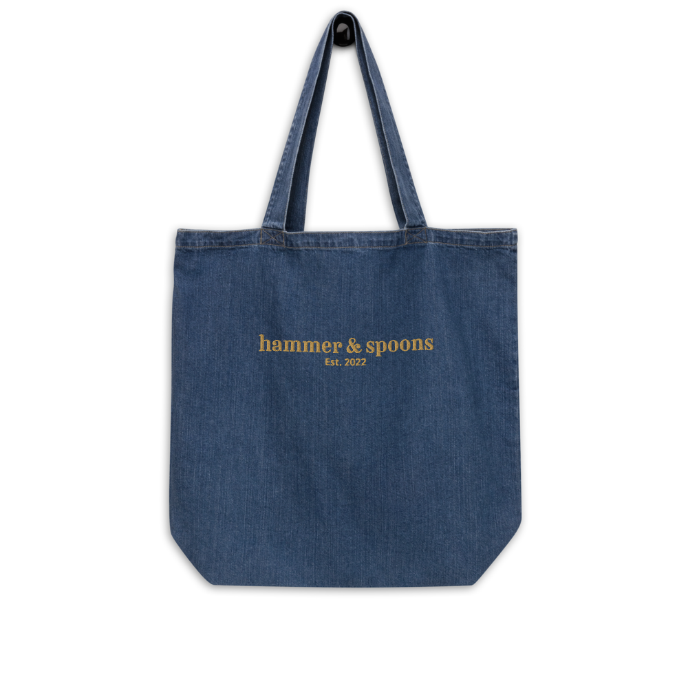 Embroidered Organic Denim Tote Bag
