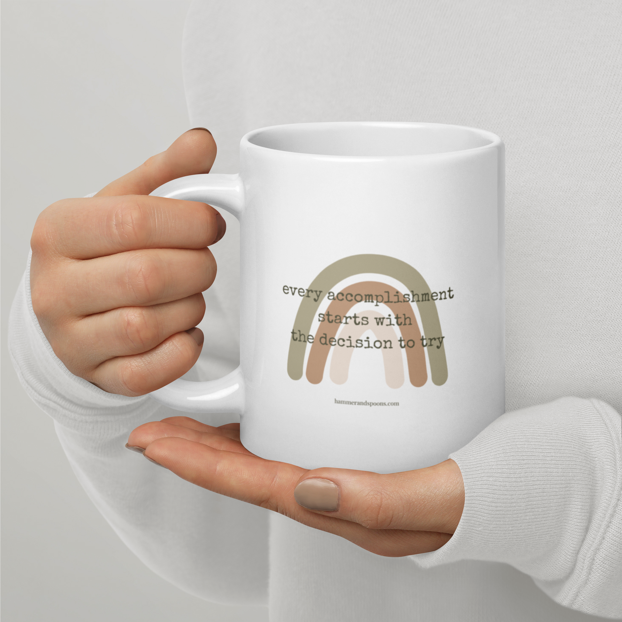 "Every Accomplishment" white glossy mug